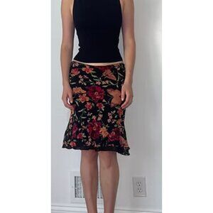 Vtg 90s Y2K Petite Sophisticate Silk Butterflies Floral Skirt Fairy Coquette S